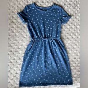 NEW, Gap sz Large Blue Floral Casual Dress w/ Bow